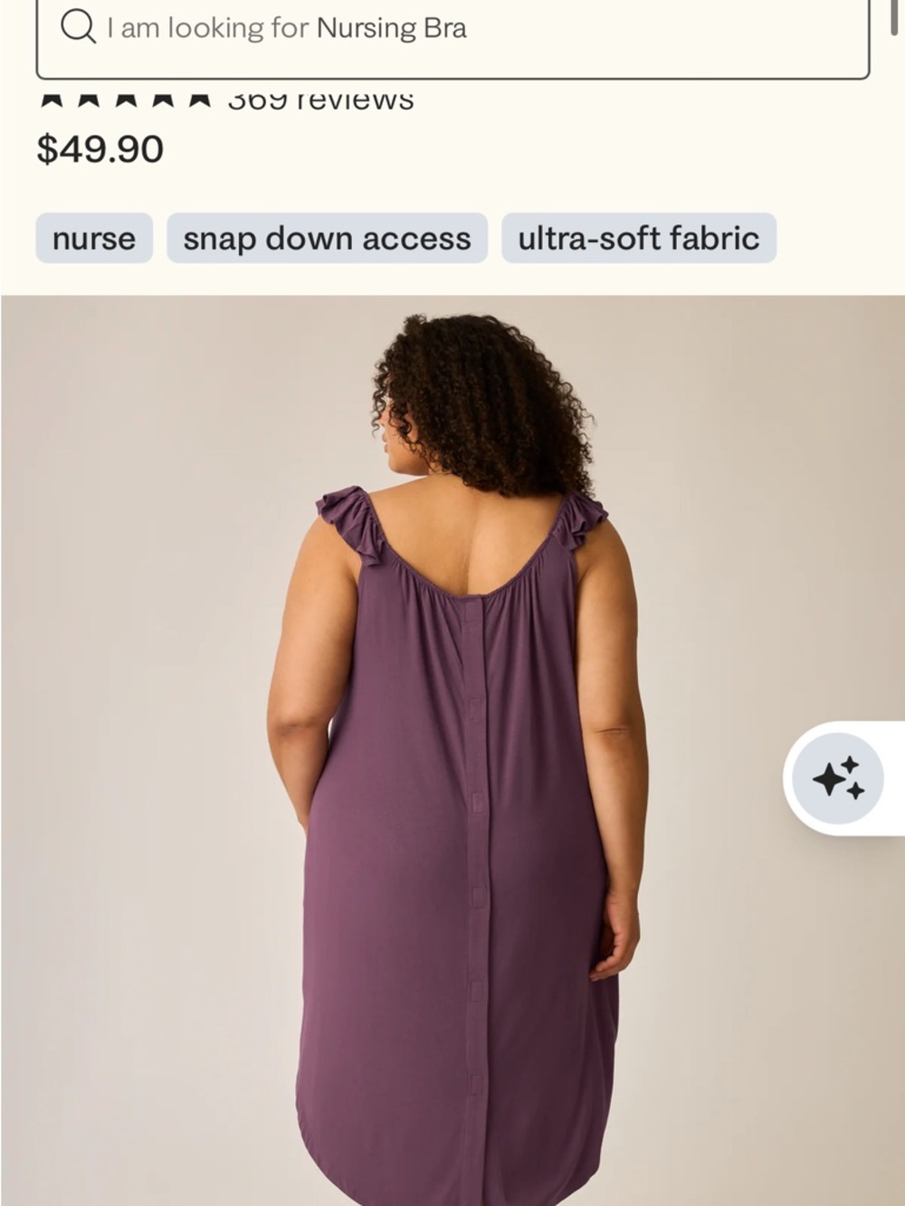 Purple Button-Front Labor and Delivery Gown - Picture 3 of 4